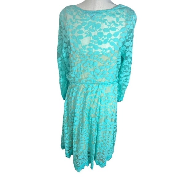 NY Collection A-Line Sundress with Lace Sheath, Midi, Turquoise, size XL - Picture 5 of 12